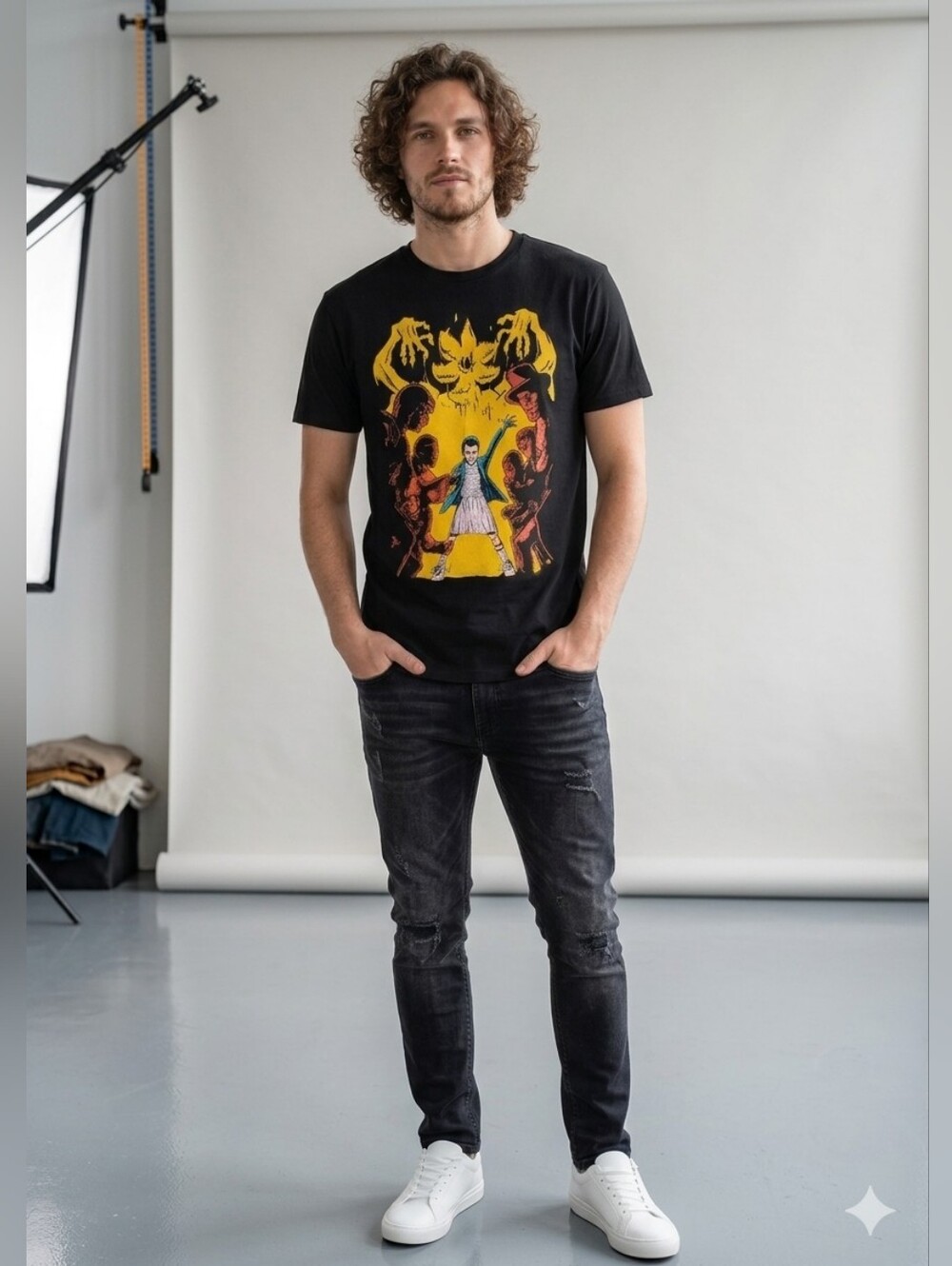 2017 Stranger Things Season 1 Demogorgon Loot Crate Black T-Shirt XL